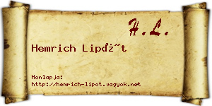 Hemrich Lipót névjegykártya